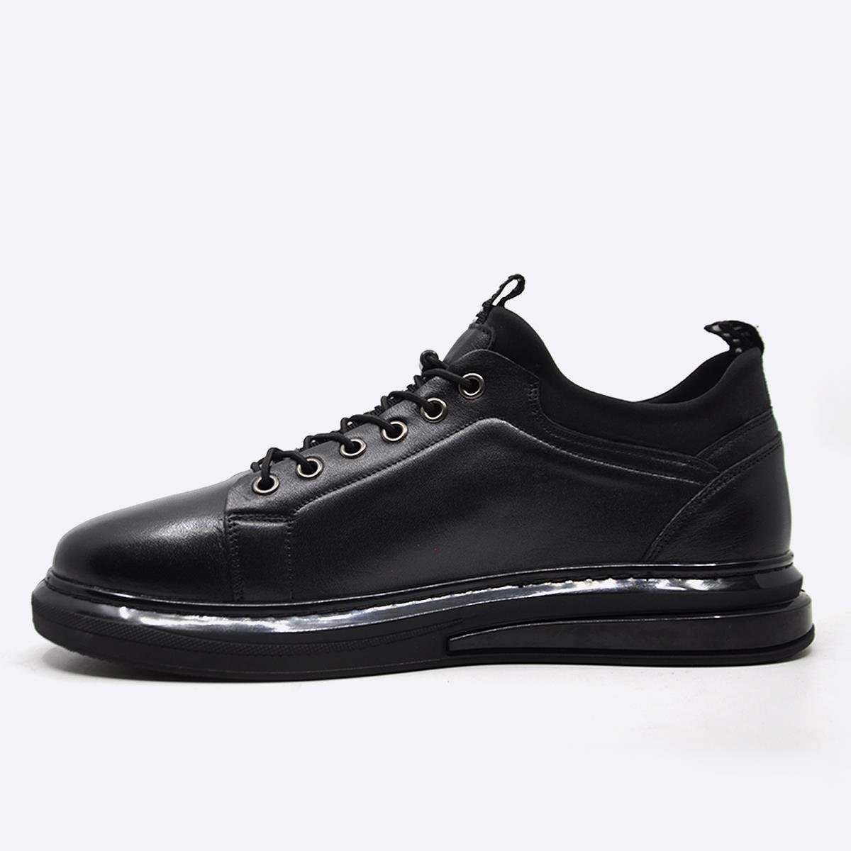 Fosco Hakiki Deri Sneaker Erkek Ayakkabı Siyah 9974