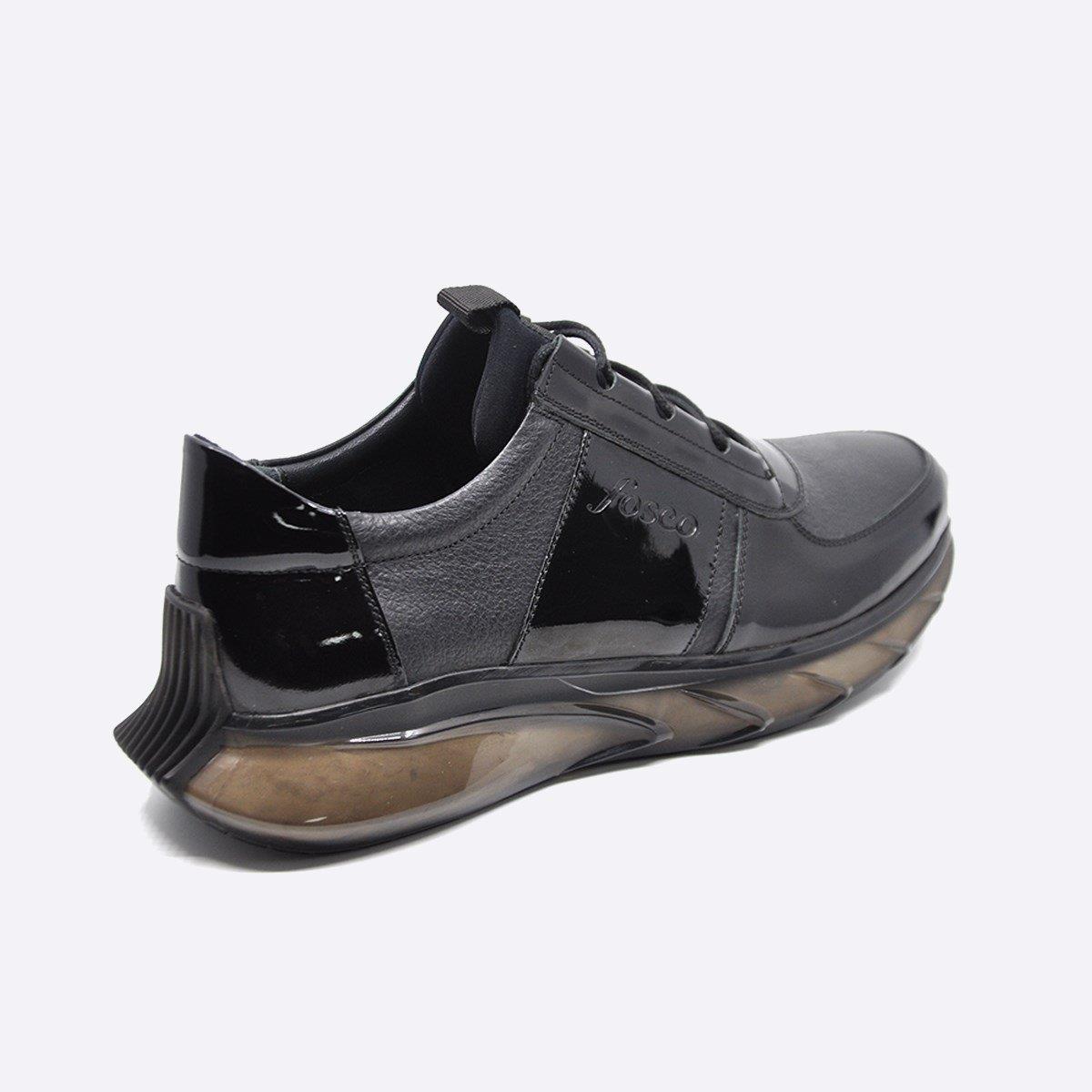 Fosco Hakiki Deri Sneaker Erkek Ayakkabı Siyah 9873 100