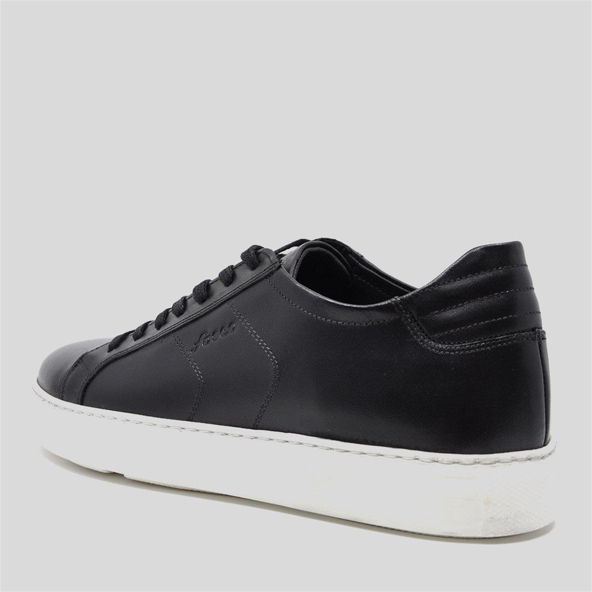 Fosco Hakiki Deri Sneaker Spor Erkek Ayakkabı Siyah 9757