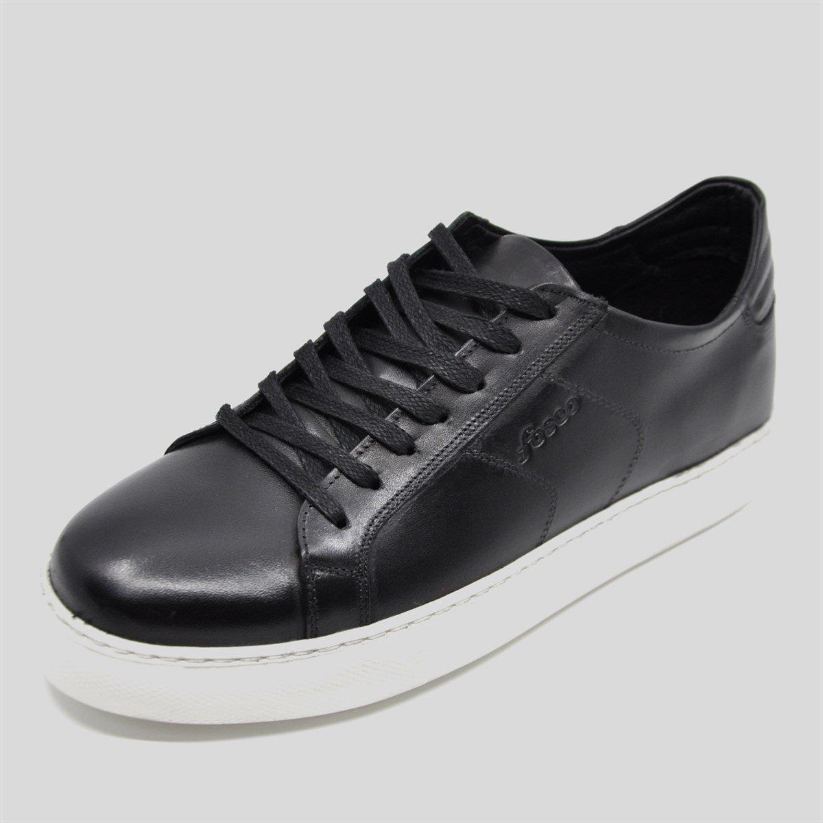 Fosco Hakiki Deri Sneaker Spor Erkek Ayakkabı Siyah 9757