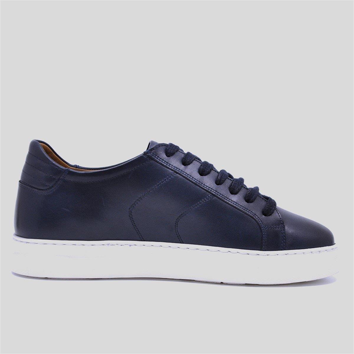 Fosco Hakiki Deri Sneaker Spor Erkek Ayakkabı Lacivert 9757