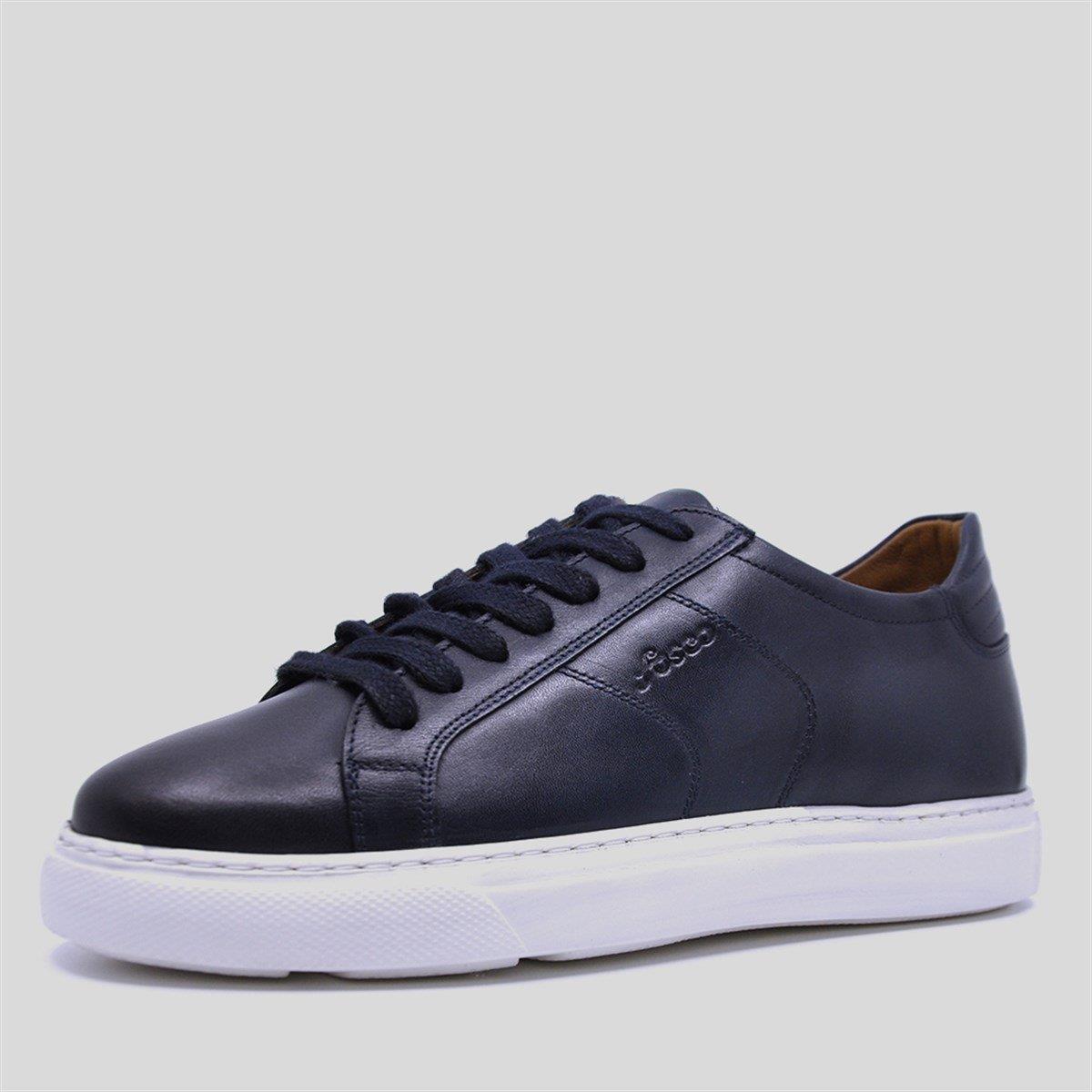 Fosco Hakiki Deri Sneaker Spor Erkek Ayakkabı Lacivert 9757