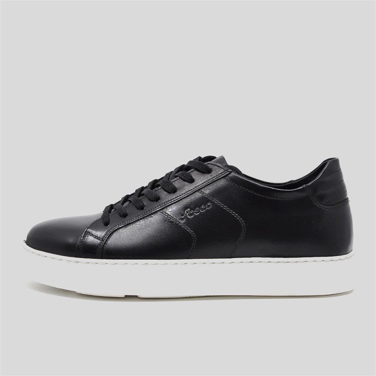 Fosco Hakiki Deri Sneaker Spor Erkek Ayakkabı Siyah 9757