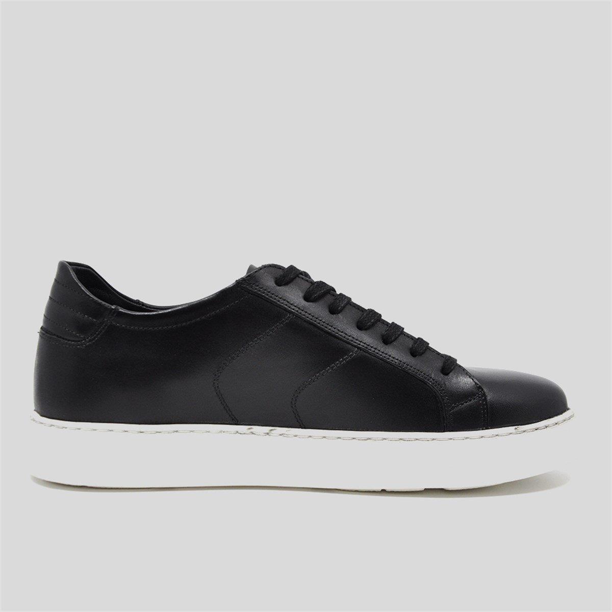 Fosco Hakiki Deri Sneaker Spor Erkek Ayakkabı Siyah 9757