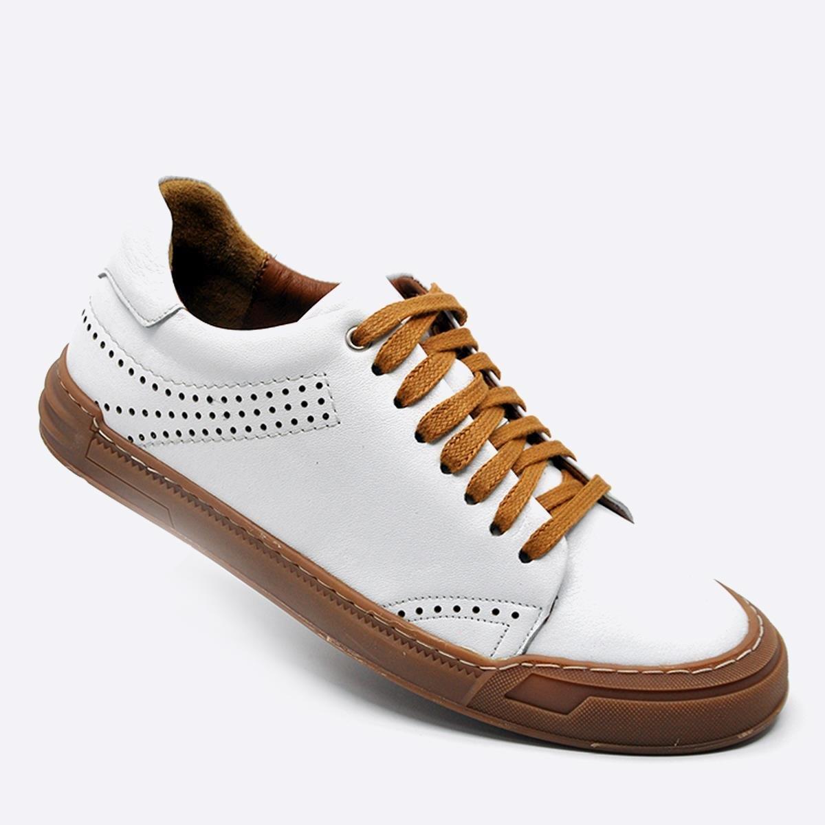 Fosco Hakiki Deri Sneakers Erkek Ayakkabı Beyaz 9867