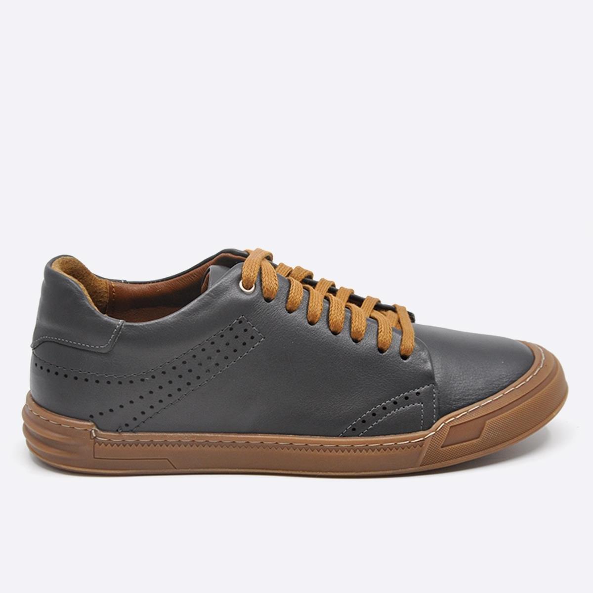 Fosco Hakiki Deri Sneakers Erkek Ayakkabı Gri 9867