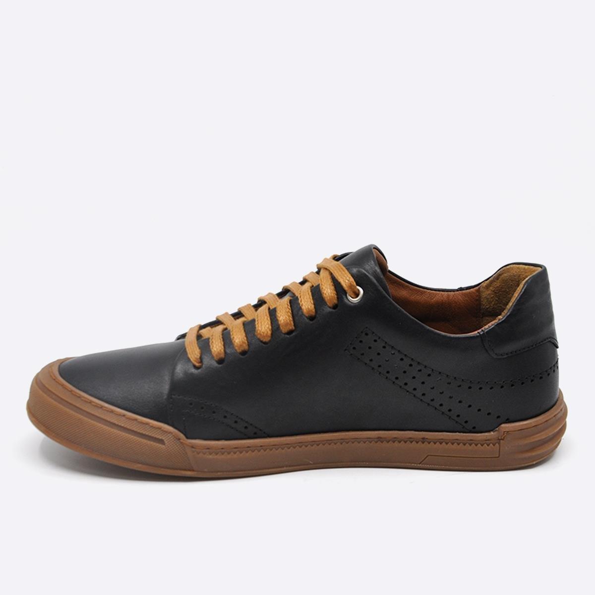 Fosco Hakiki Deri Sneakers Erkek Ayakkabı Siyah 9867