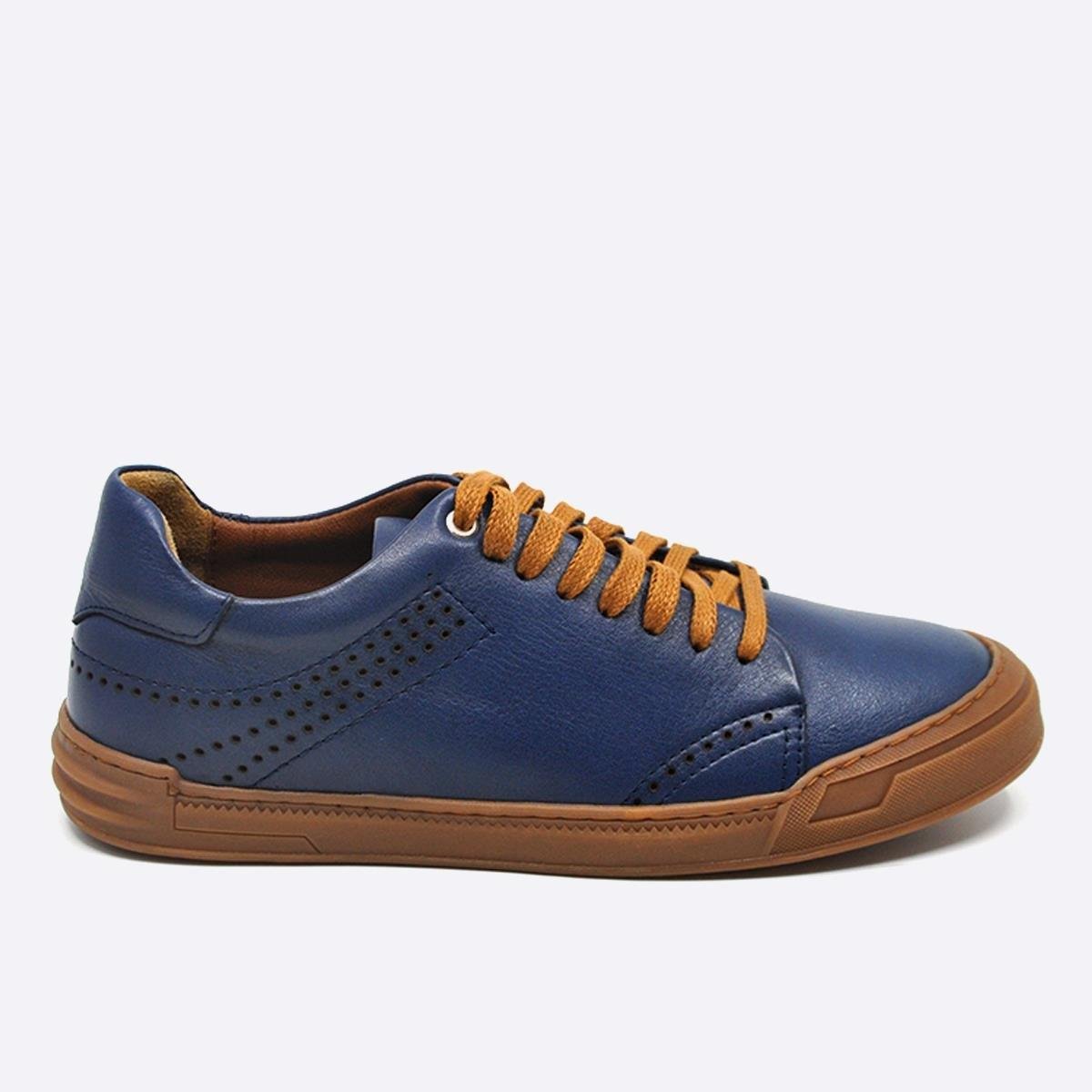 Fosco Hakiki Deri Sneakers Erkek Ayakkabı Mavi 9867