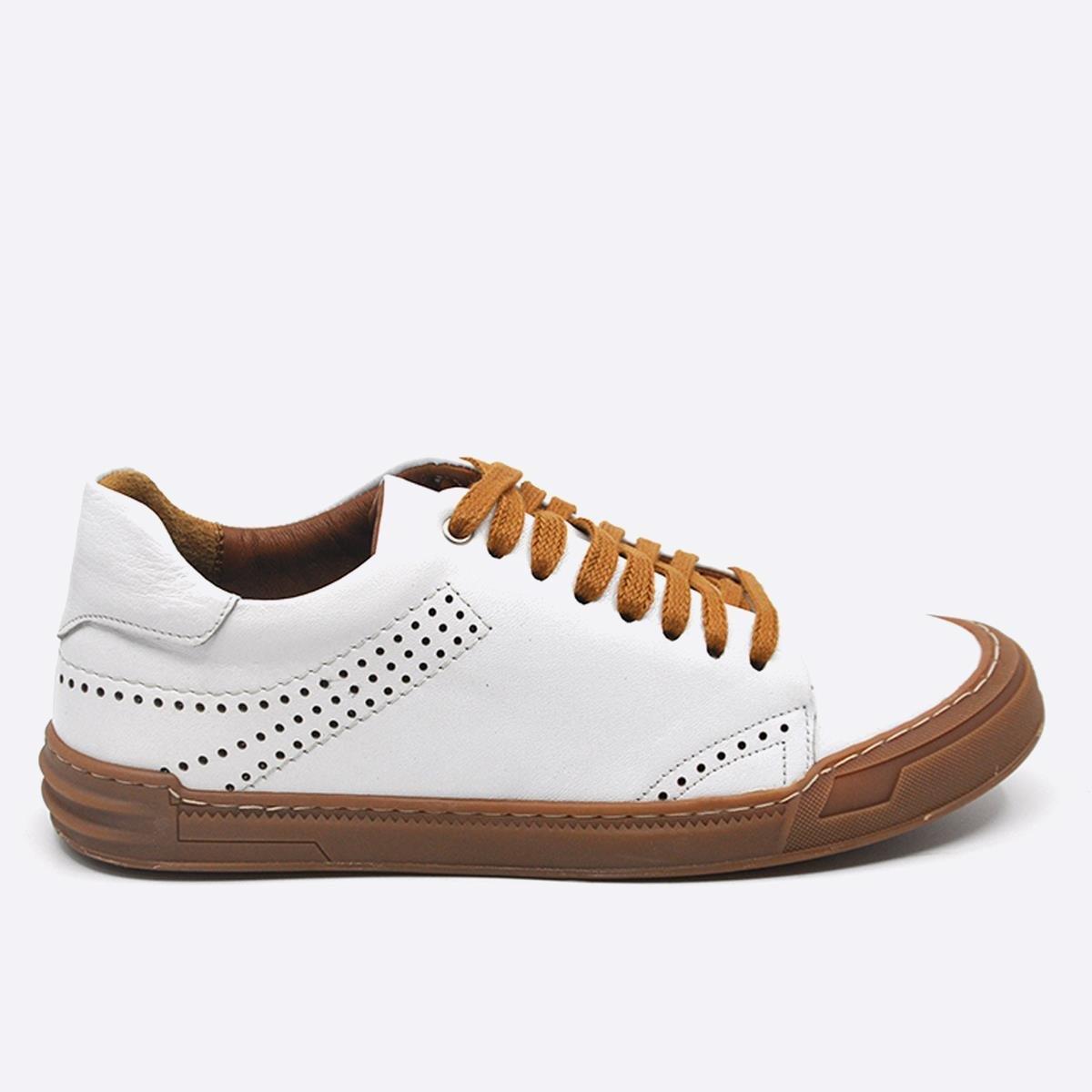 Fosco Hakiki Deri Sneakers Erkek Ayakkabı Beyaz 9867