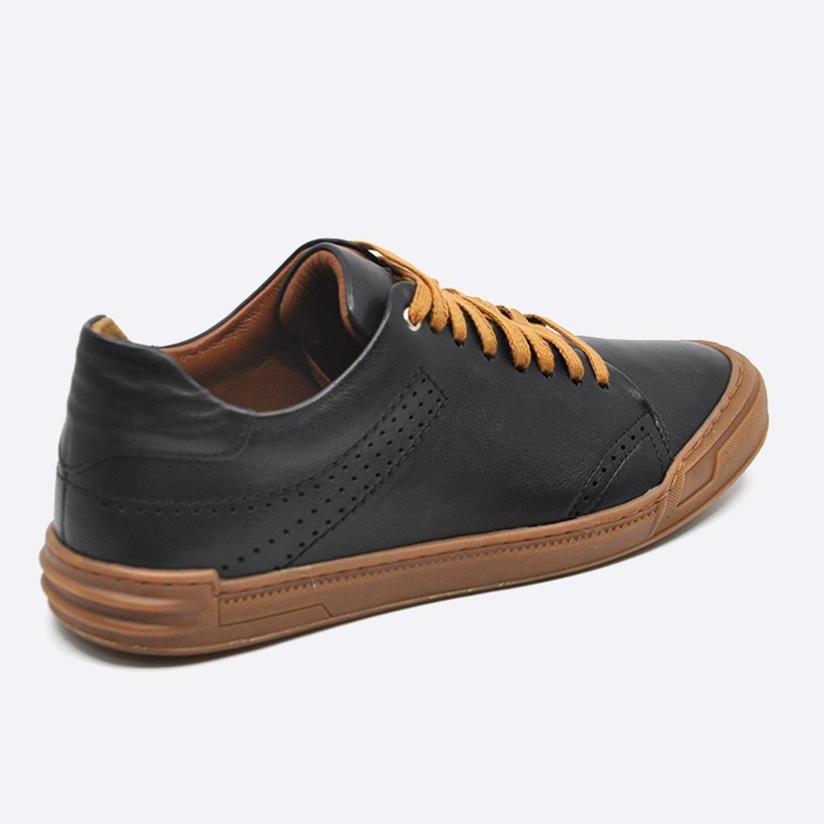 Fosco Hakiki Deri Sneakers Erkek Ayakkabı Siyah 9867