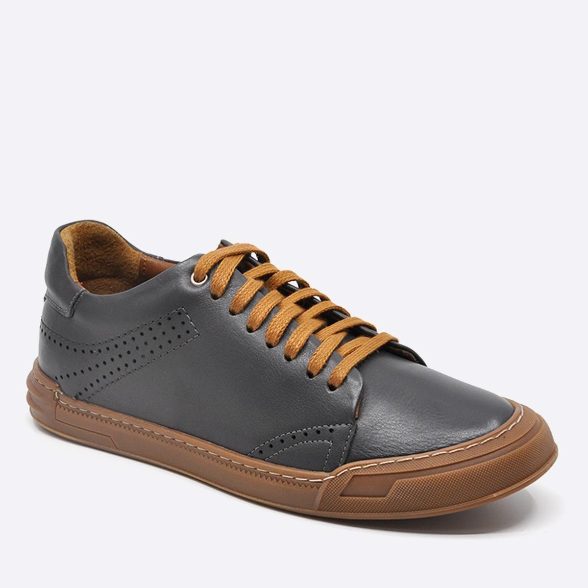 Fosco Hakiki Deri Sneakers Erkek Ayakkabı Gri 9867