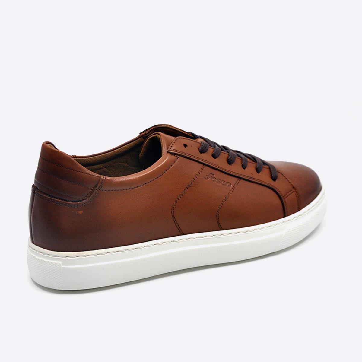 Fosco Hakiki Deri Spor Sneaker Erkek Ayakkabı Taba 9809