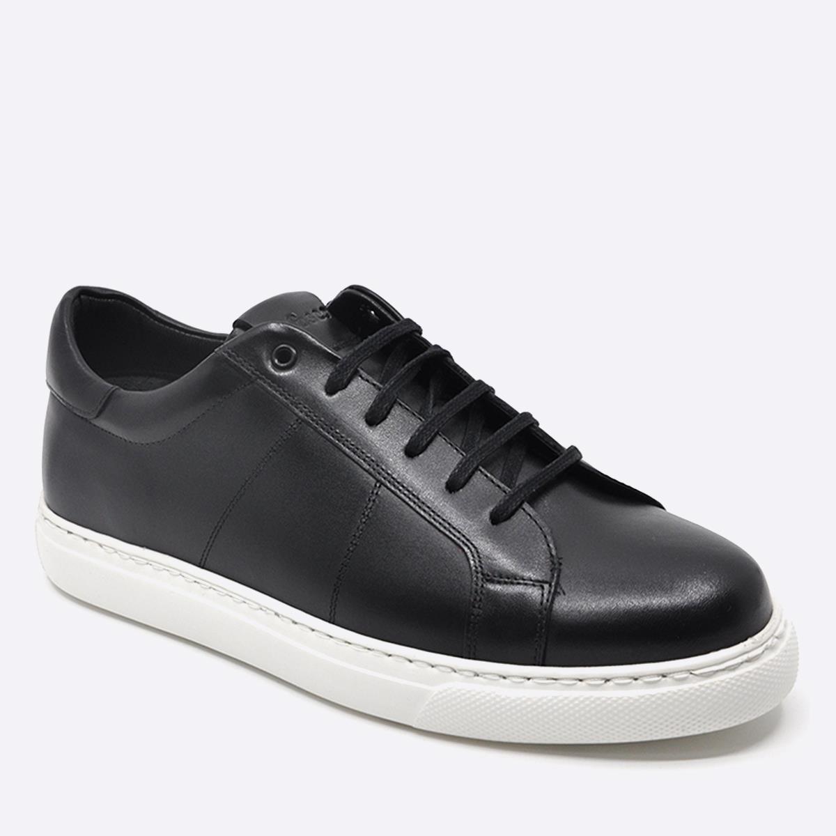 Fosco Hakiki Deri Spor Sneaker Erkek Ayakkabı Siyah 9809