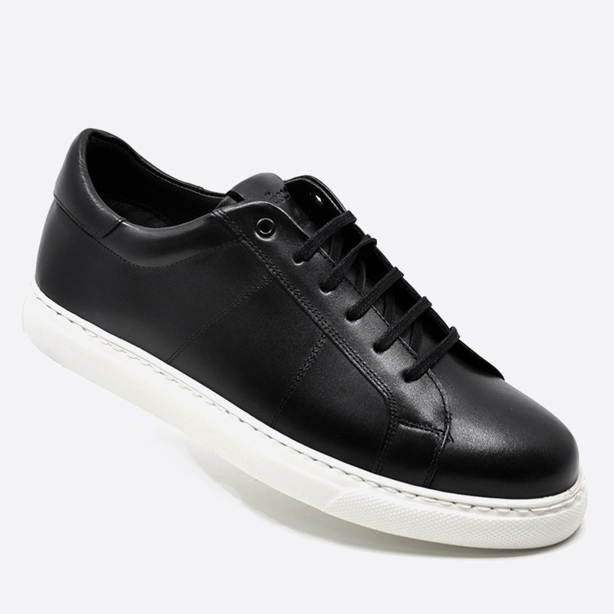 Fosco Hakiki Deri Spor Sneaker Erkek Ayakkabı Siyah 9809