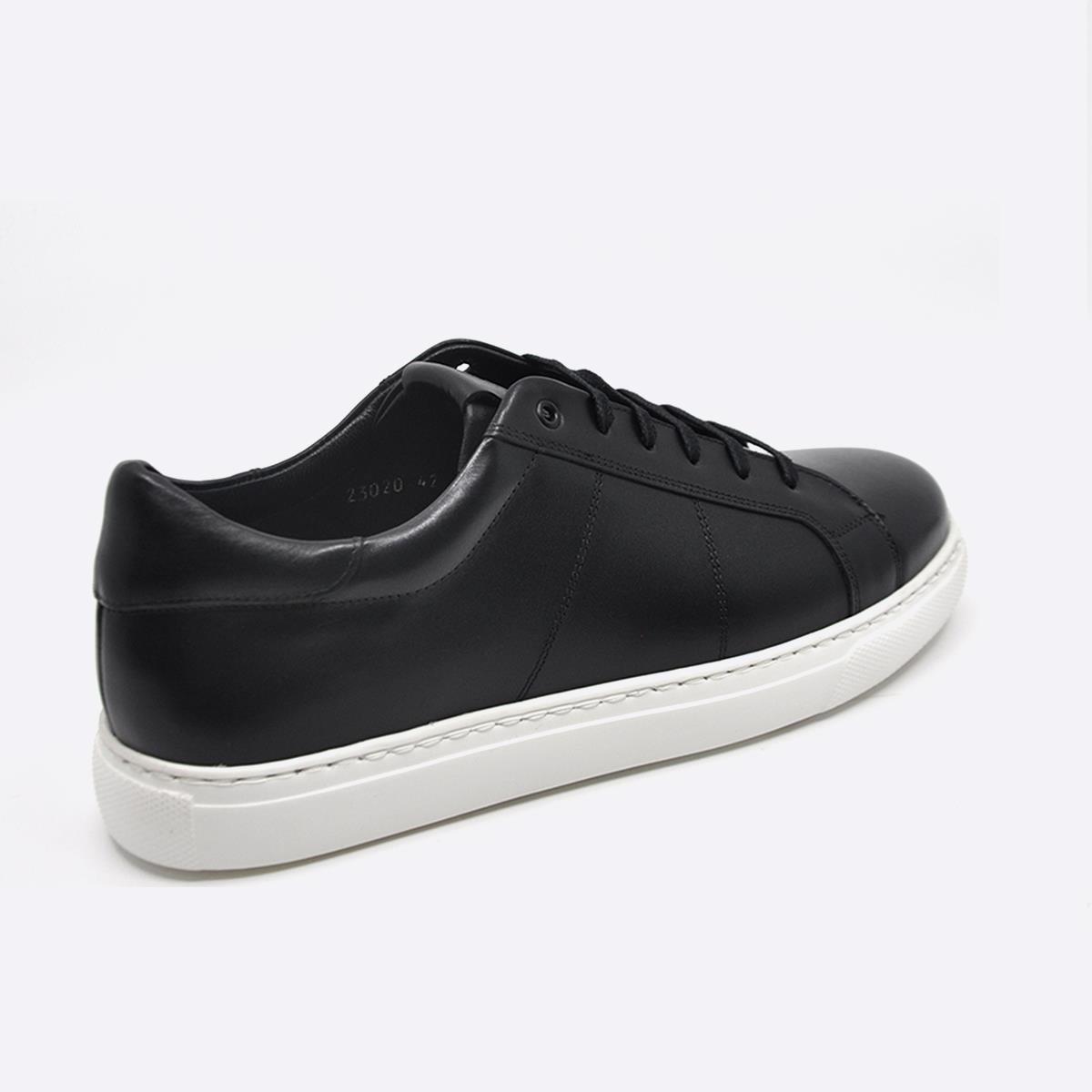 Fosco Hakiki Deri Spor Sneaker Erkek Ayakkabı Siyah 9809
