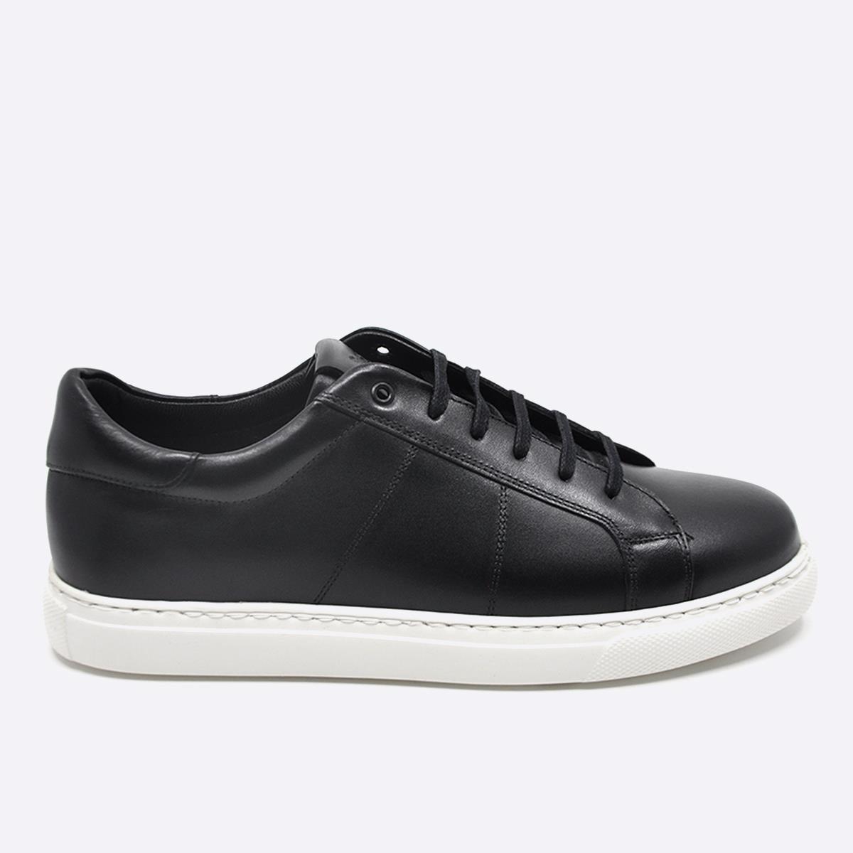 Fosco Hakiki Deri Spor Sneaker Erkek Ayakkabı Siyah 9809