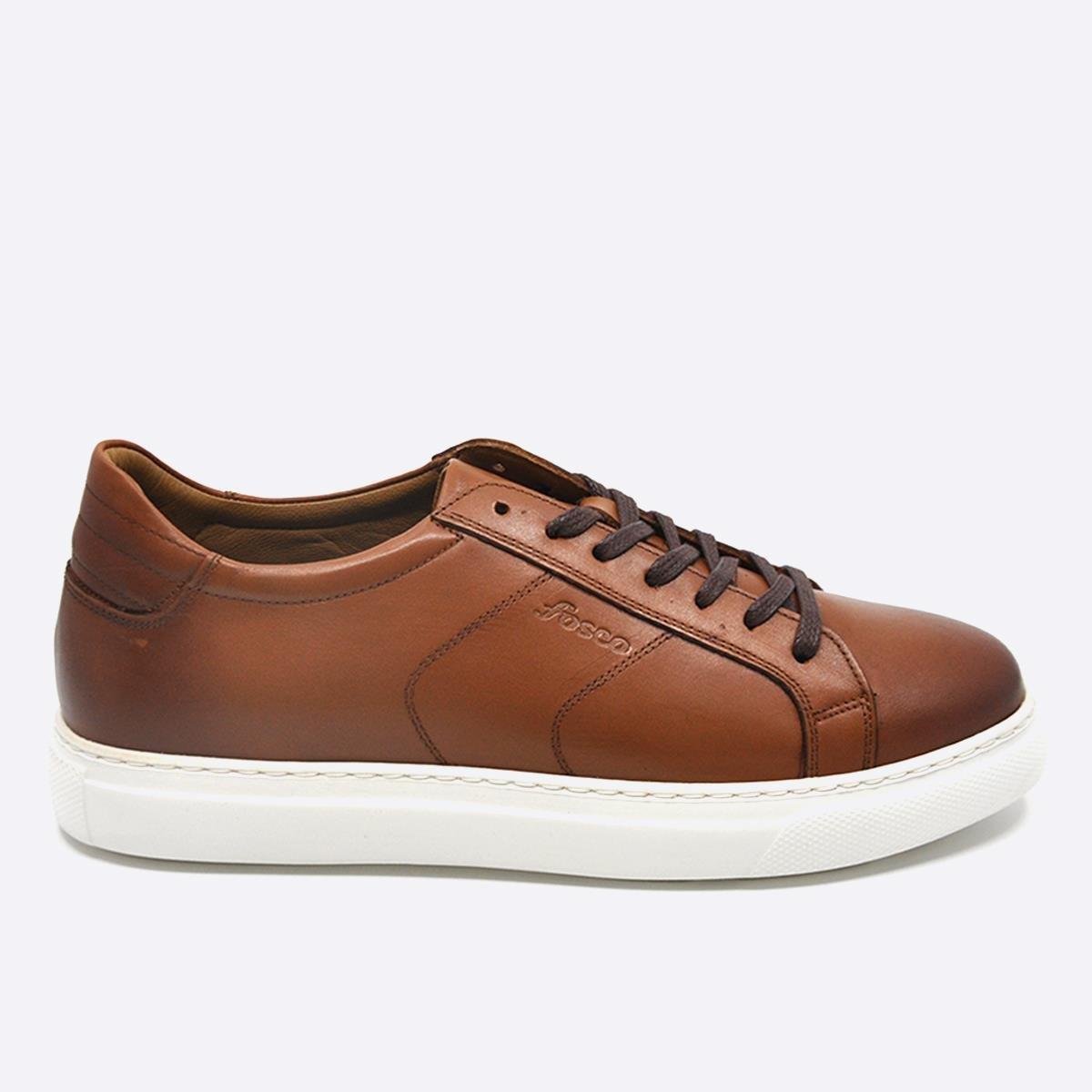 Fosco Hakiki Deri Spor Sneaker Erkek Ayakkabı Taba 9809