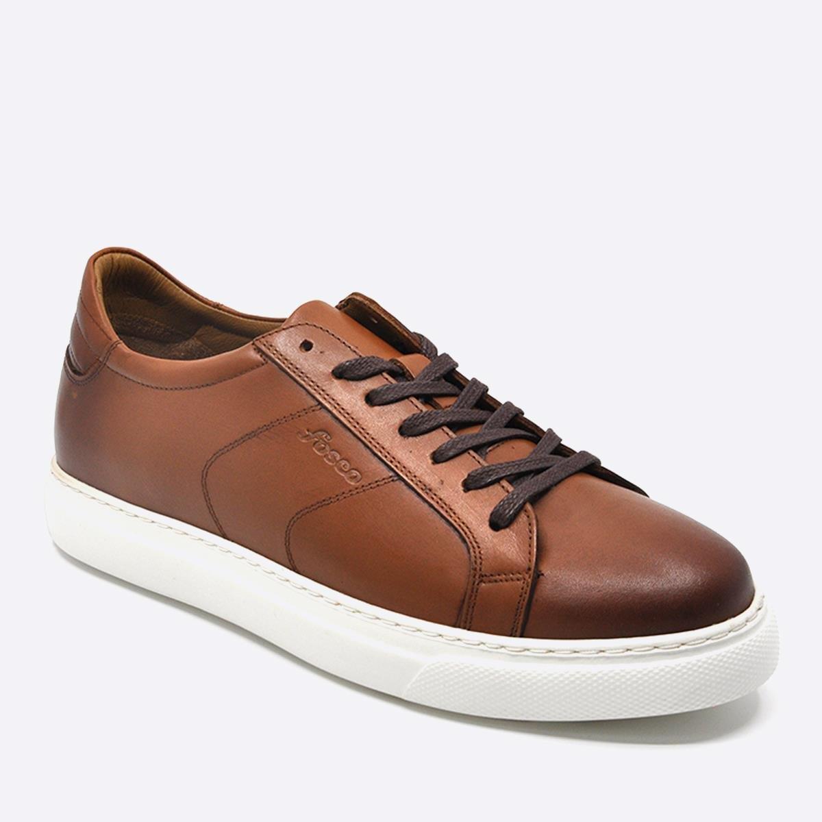 Fosco Hakiki Deri Spor Sneaker Erkek Ayakkabı Taba 9809