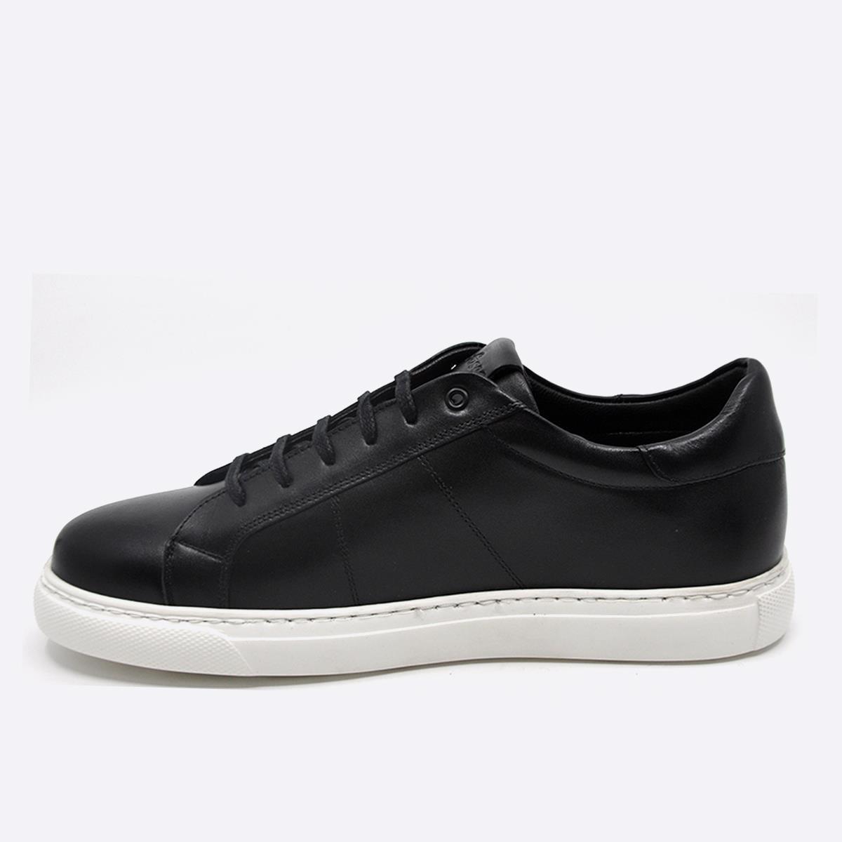 Fosco Hakiki Deri Spor Sneaker Erkek Ayakkabı Siyah 9809