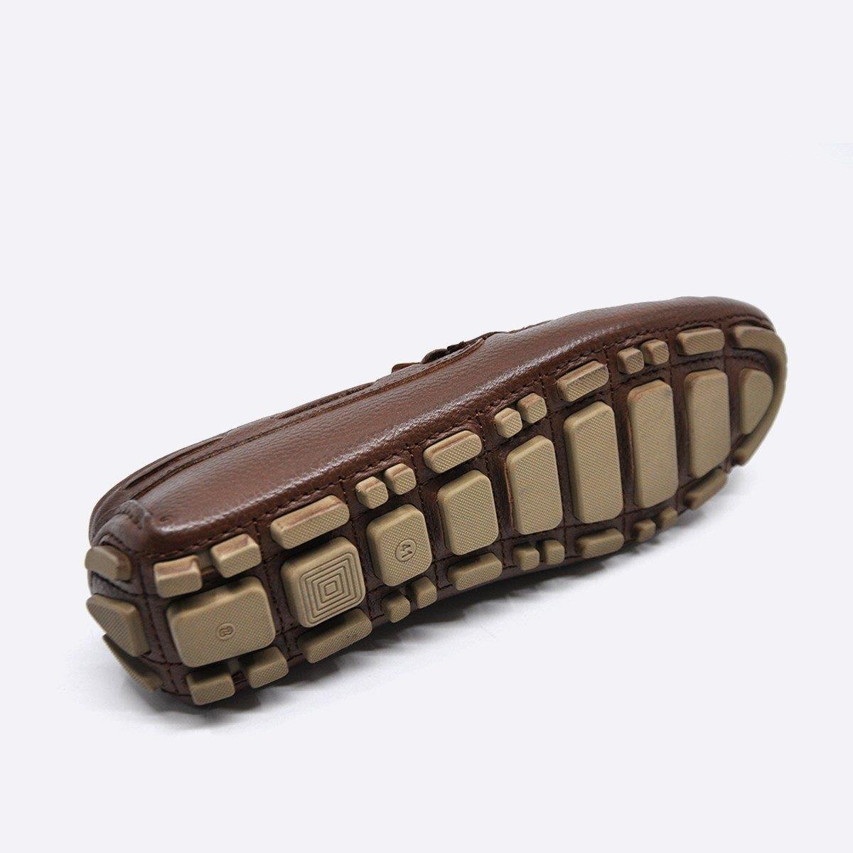 Fosco Hakiki Deri Taba Kroko Yazlık Loafer Erkek Ayakkabı 9845