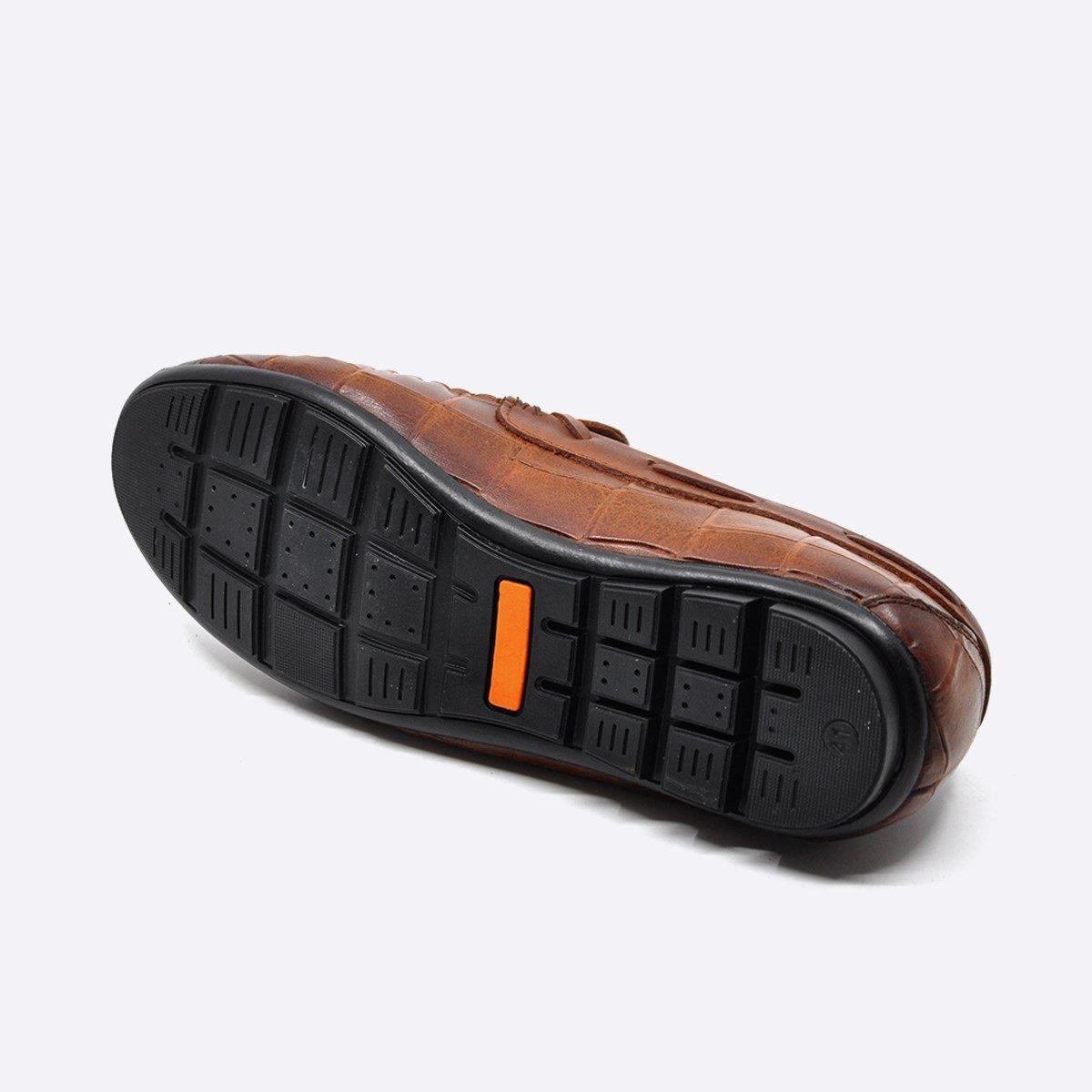 Fosco Hakiki Deri Taba Loafer Kroko Erkek Ayakkabı 9861 103