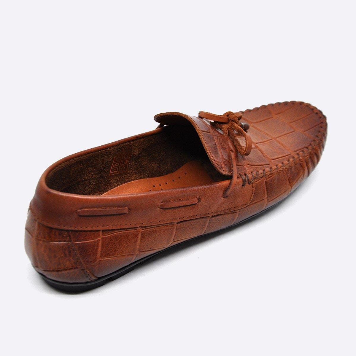 Fosco Hakiki Deri Taba Loafer Kroko Erkek Ayakkabı 9861 103
