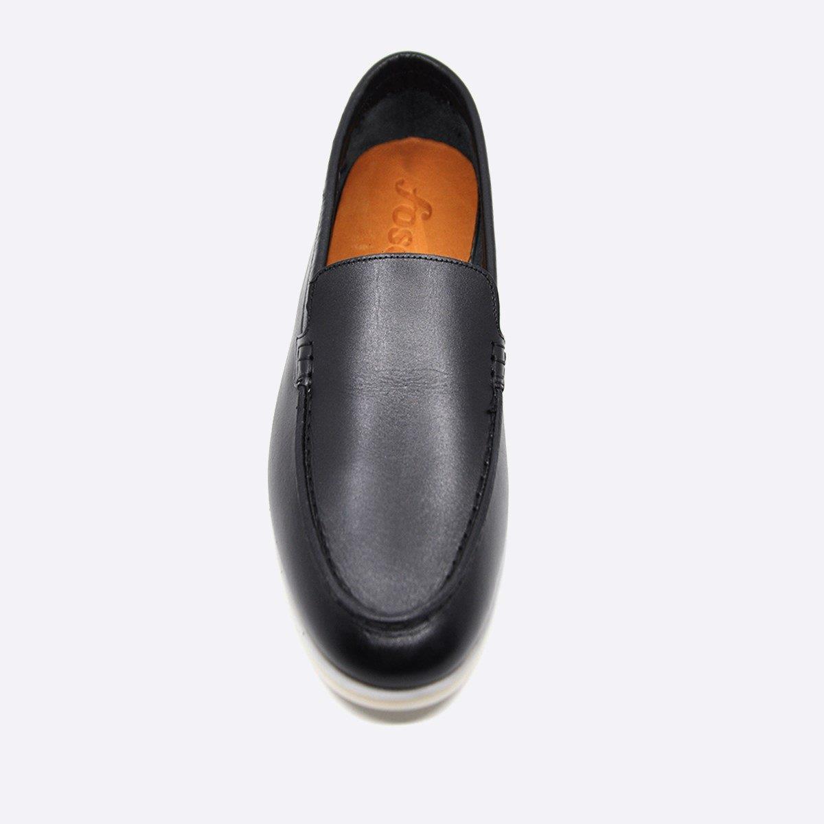 Fosco Hakiki Deri Yazlık Loafer Erkek Ayakkabı Siyah 9874 100