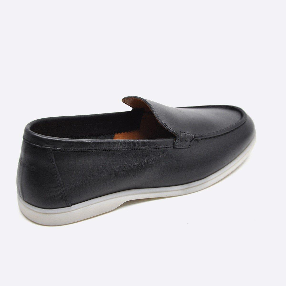 Fosco Hakiki Deri Yazlık Loafer Erkek Ayakkabı Siyah 9874 100