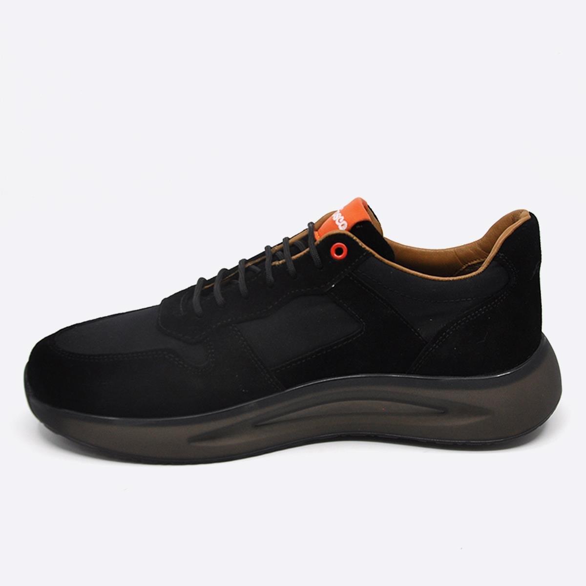 Fosco Hakiki Süet Deri Sneakers Erkek Ayakkabı Siyah 9928
