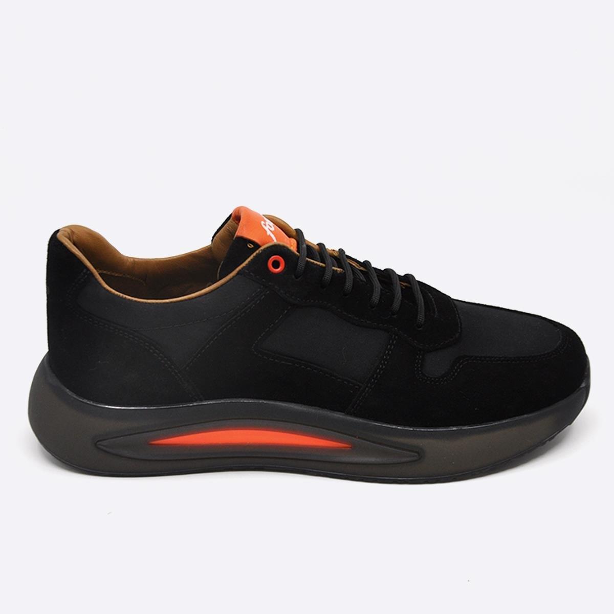 Fosco Hakiki Süet Deri Sneakers Erkek Ayakkabı Siyah 9928