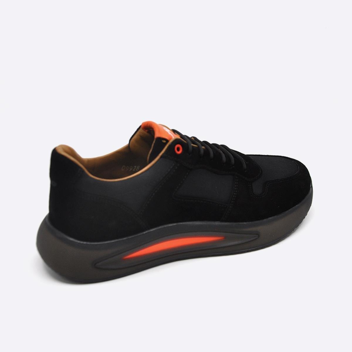 Fosco Hakiki Süet Deri Sneakers Erkek Ayakkabı Siyah 9928