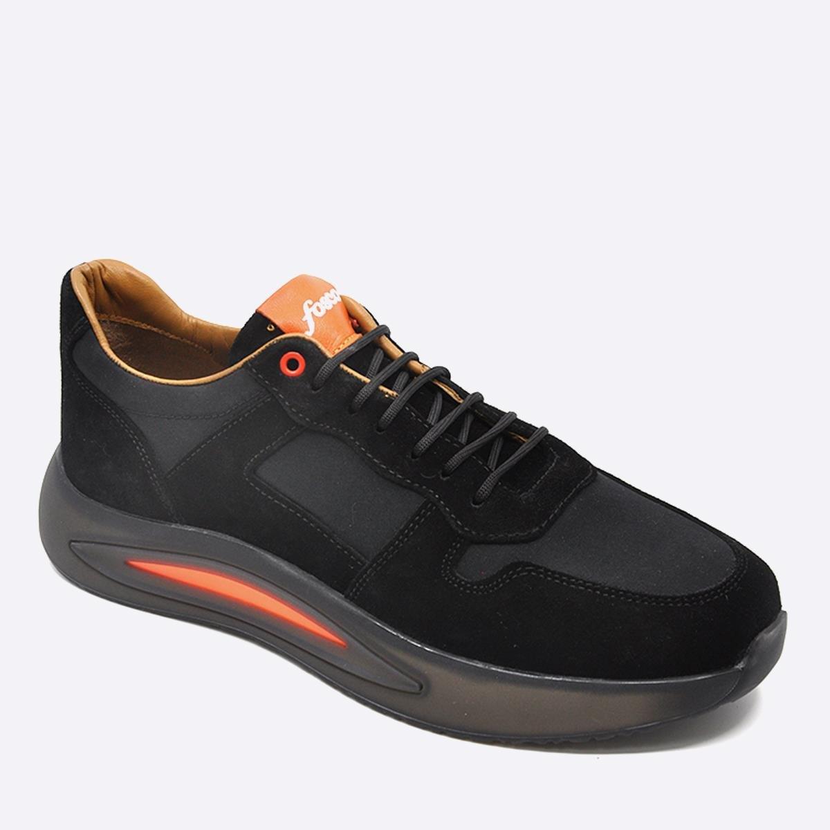 Fosco Hakiki Süet Deri Sneakers Erkek Ayakkabı Siyah 9928