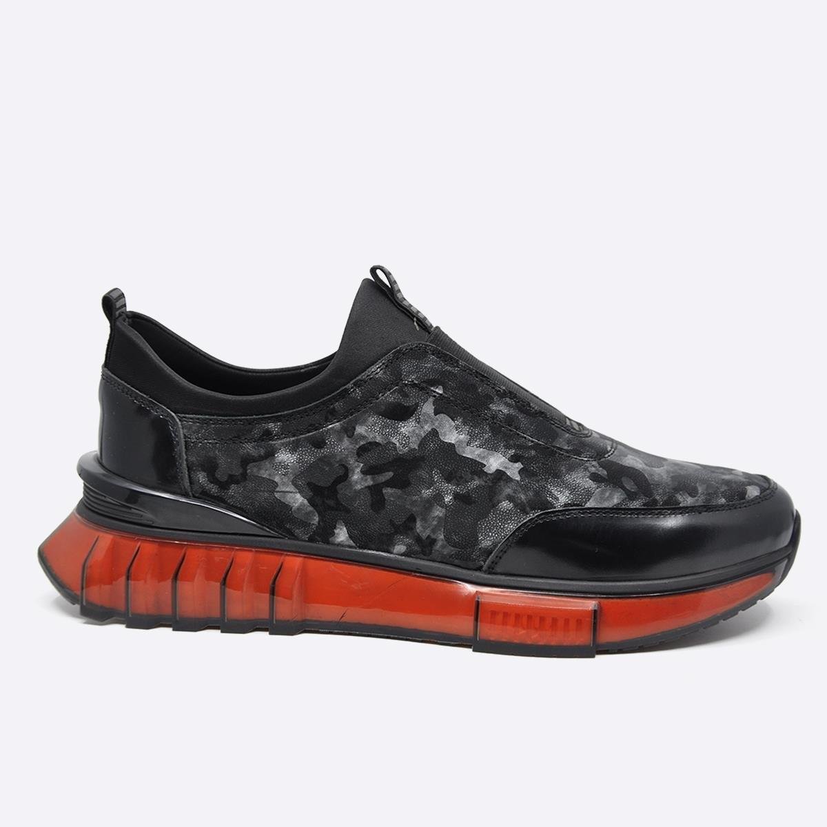Fosco Rugan Kamuflaj Desenli Sneaker Erkek Ayakkabı Siyah 9830