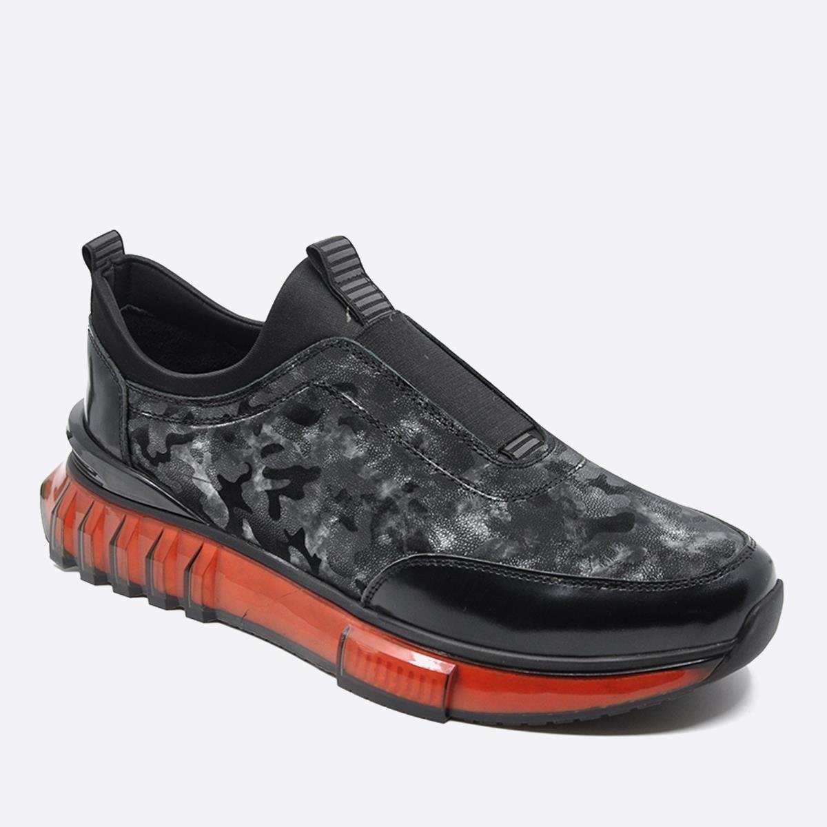 Fosco Rugan Kamuflaj Desenli Sneaker Erkek Ayakkabı Siyah 9830