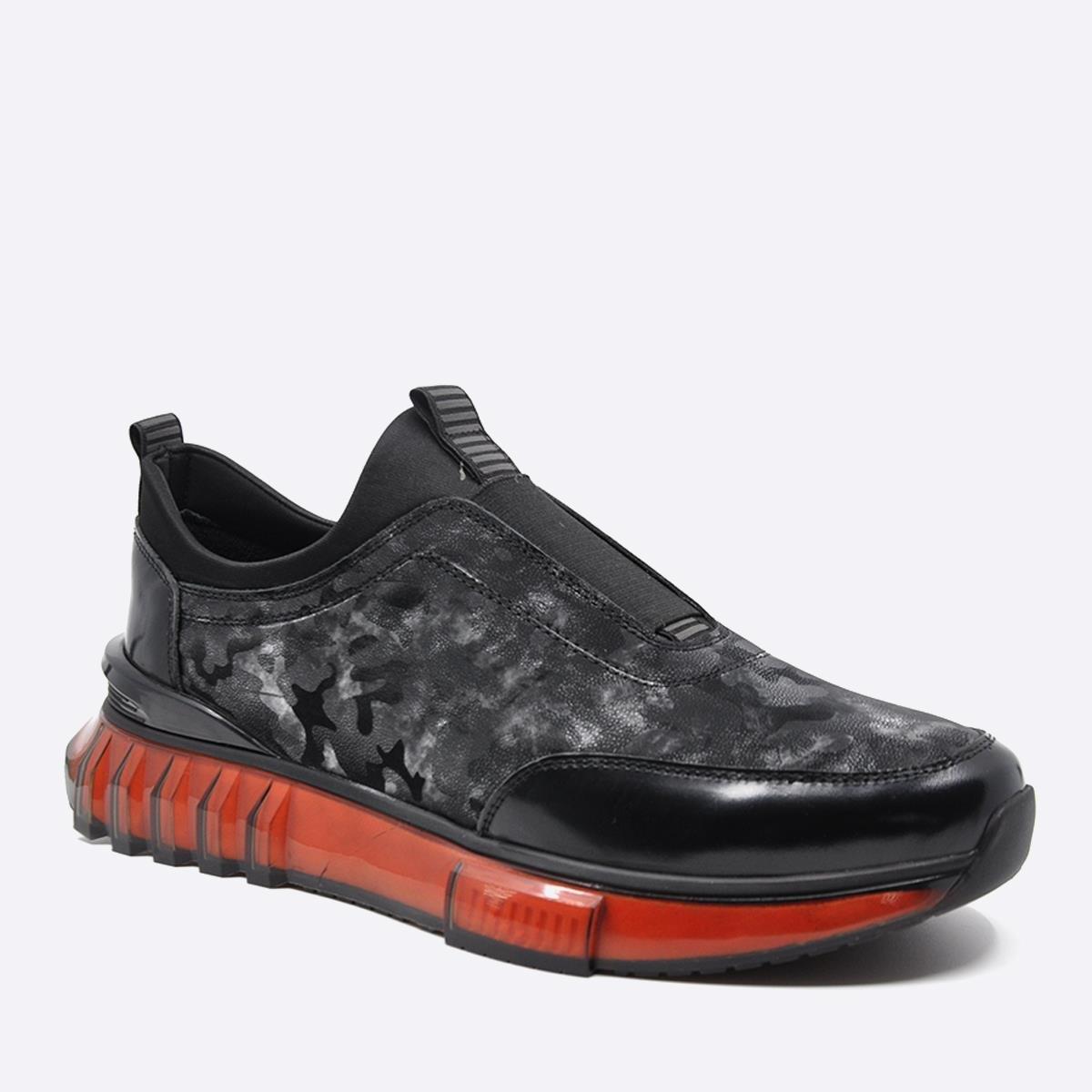 Fosco Rugan Kamuflaj Desenli Sneaker Erkek Ayakkabı Siyah 9830