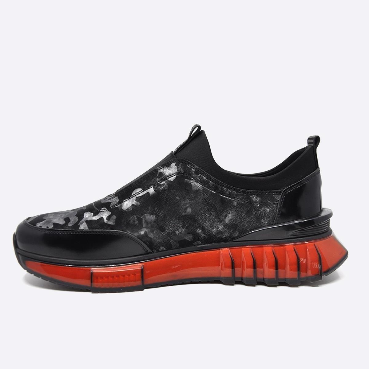 Fosco Rugan Kamuflaj Desenli Sneaker Erkek Ayakkabı Siyah 9830