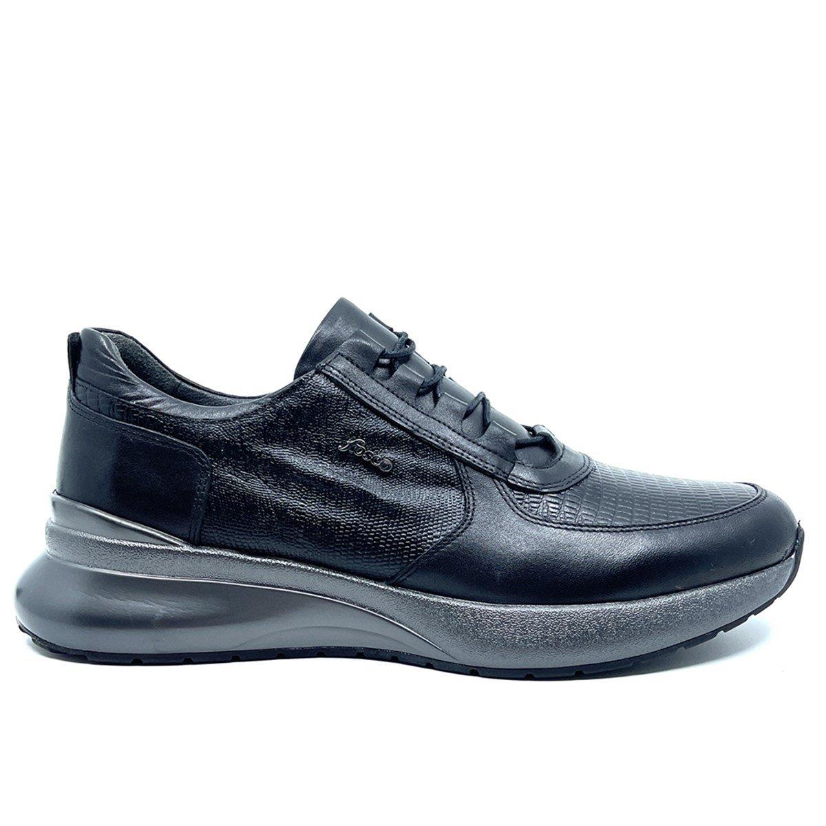 Fosco Siyah Hakiki Deri Erkek Sneaker Spor Ayakkabı 2553 306 738