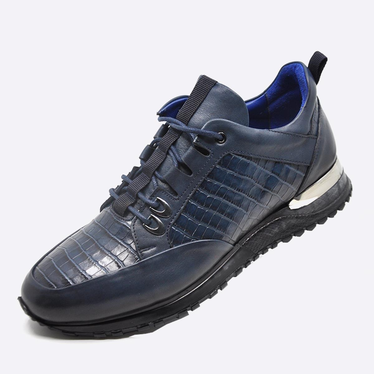 Fosco Sneakers Hakiki Deri Lacivert Erkek Ayakkabı 9918