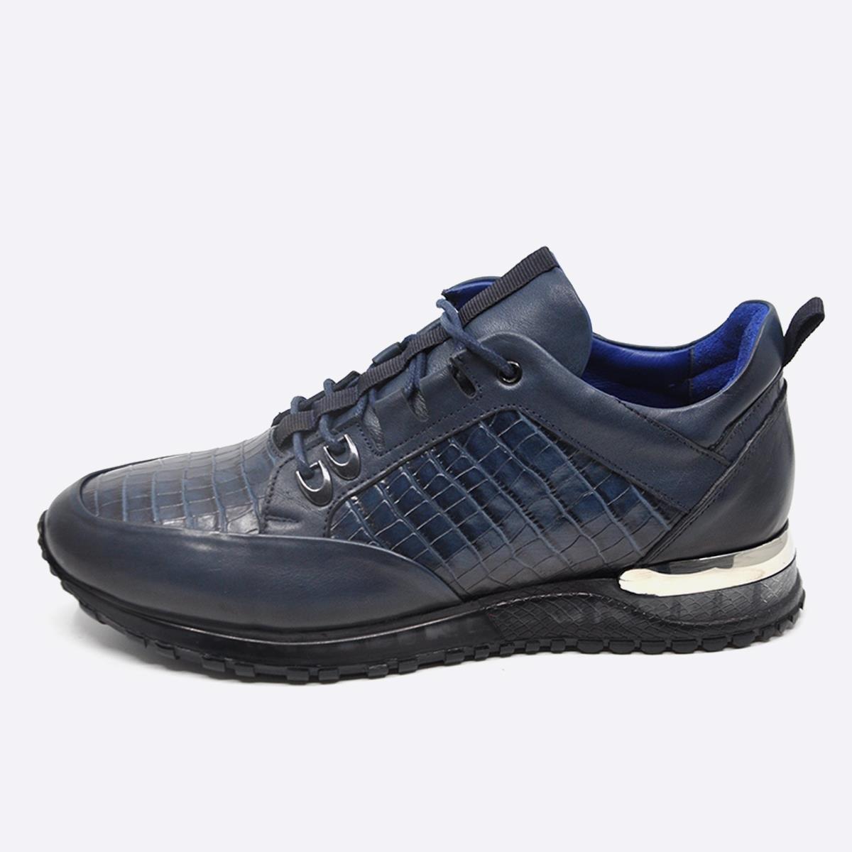 Fosco Sneakers Hakiki Deri Lacivert Erkek Ayakkabı 9918