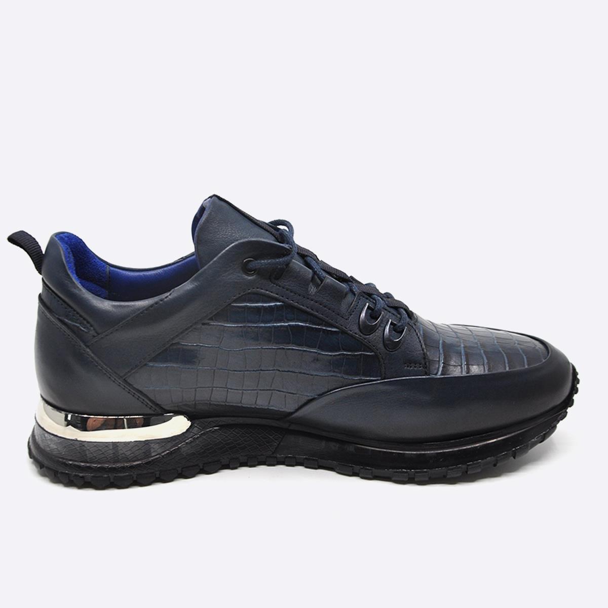Fosco Sneakers Hakiki Deri Lacivert Erkek Ayakkabı 9918