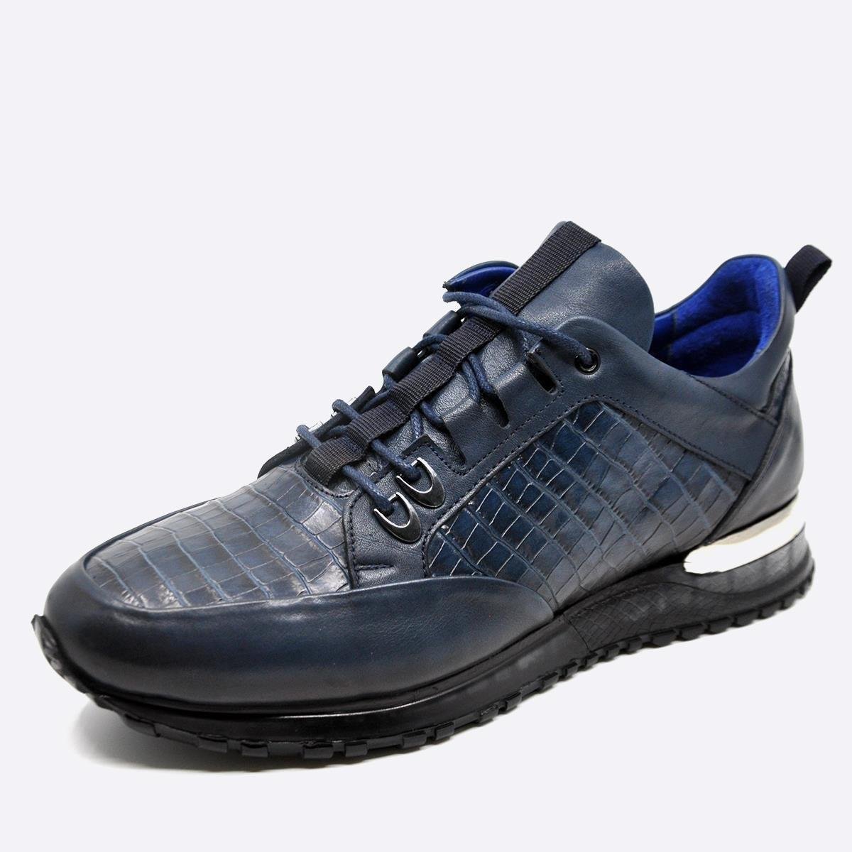 Fosco Sneakers Hakiki Deri Lacivert Erkek Ayakkabı 9918