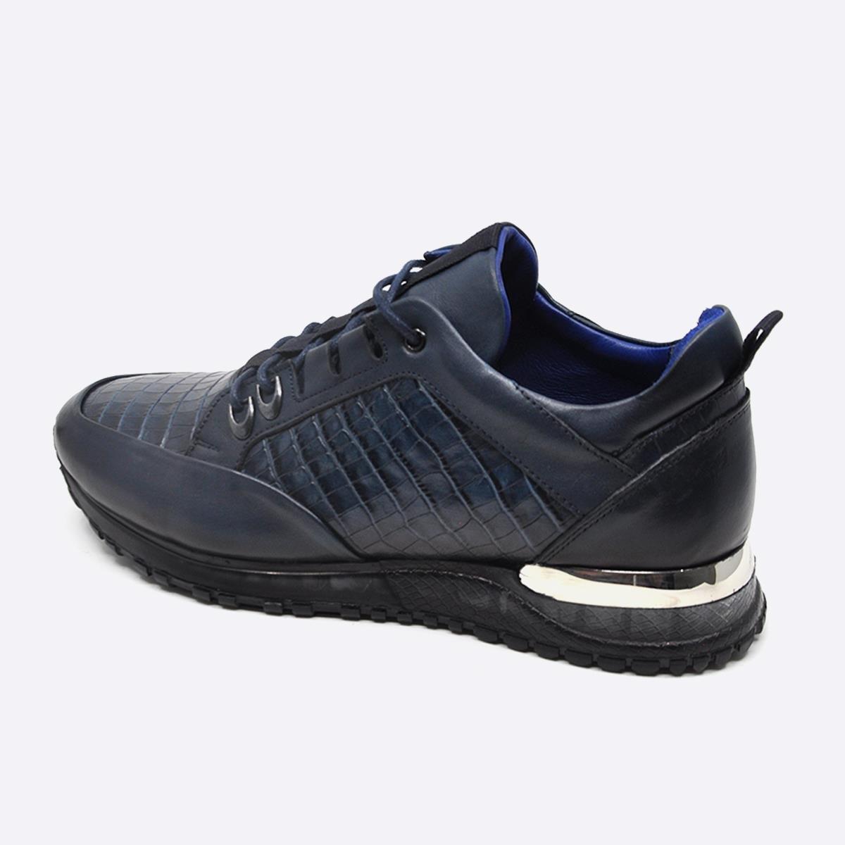Fosco Sneakers Hakiki Deri Lacivert Erkek Ayakkabı 9918