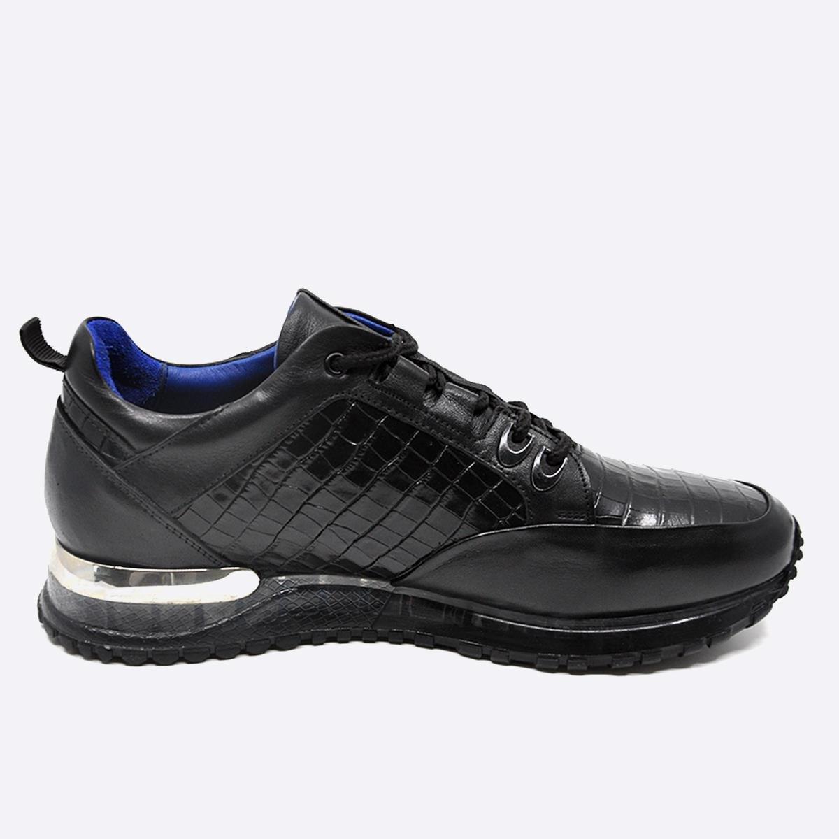 Fosco Sneakers Hakiki Deri Siyah Erkek Ayakkabı 9918
