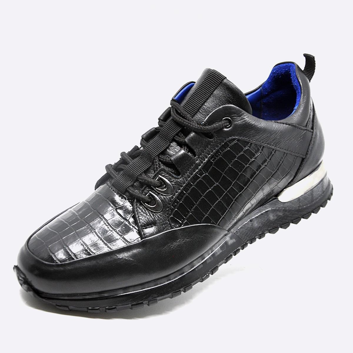 Fosco Sneakers Hakiki Deri Siyah Erkek Ayakkabı 9918