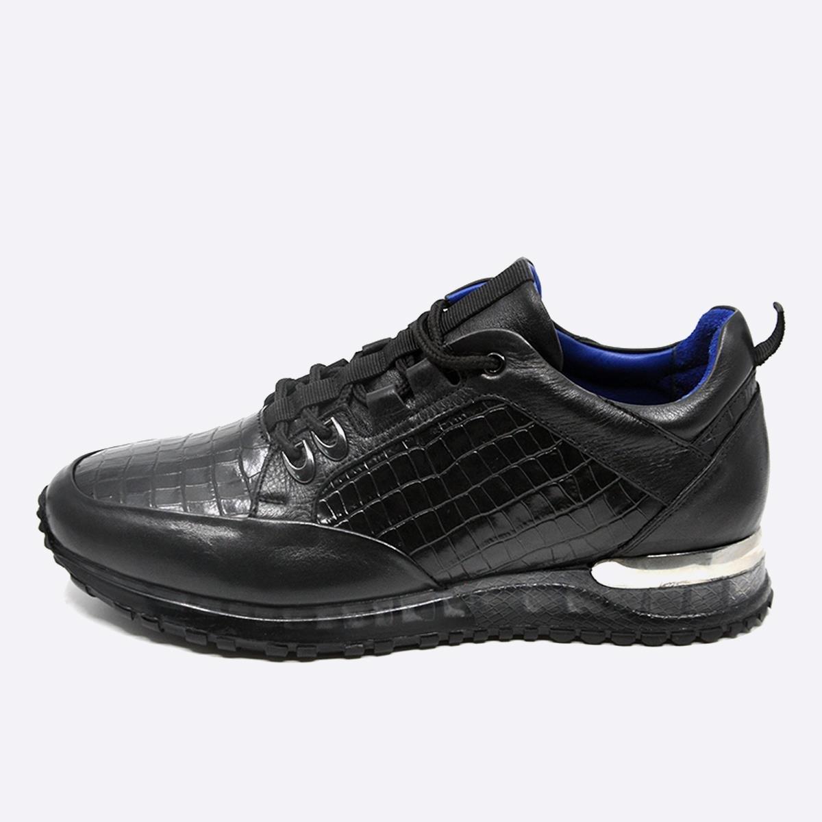 Fosco Sneakers Hakiki Deri Siyah Erkek Ayakkabı 9918