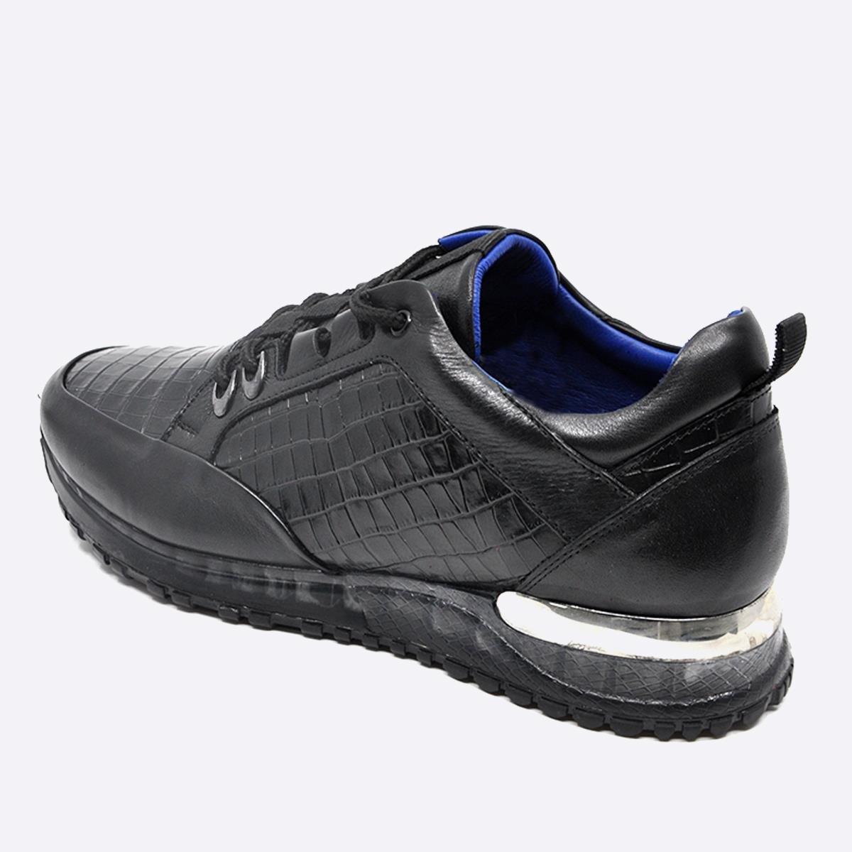 Fosco Sneakers Hakiki Deri Siyah Erkek Ayakkabı 9918