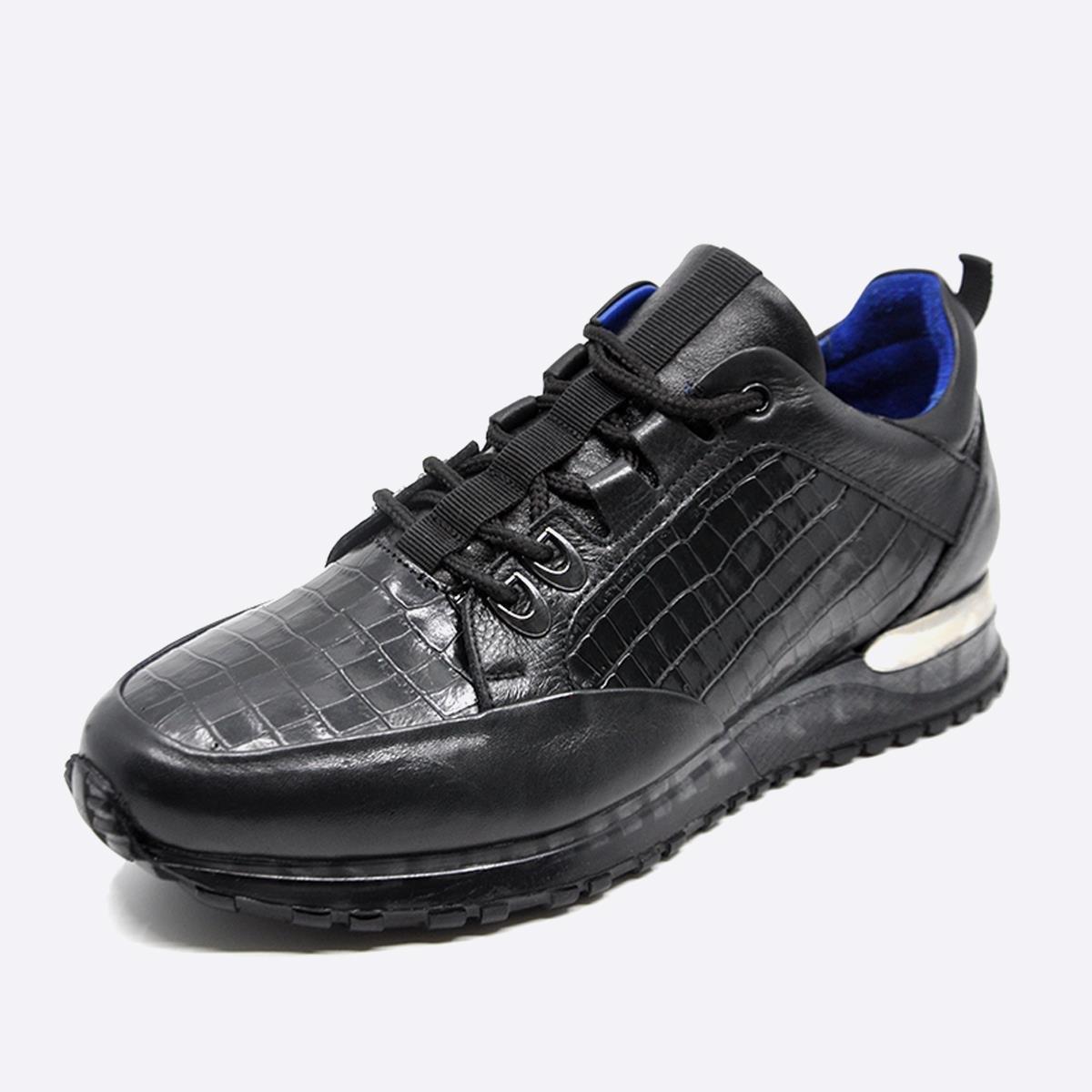 Fosco Sneakers Hakiki Deri Siyah Erkek Ayakkabı 9918