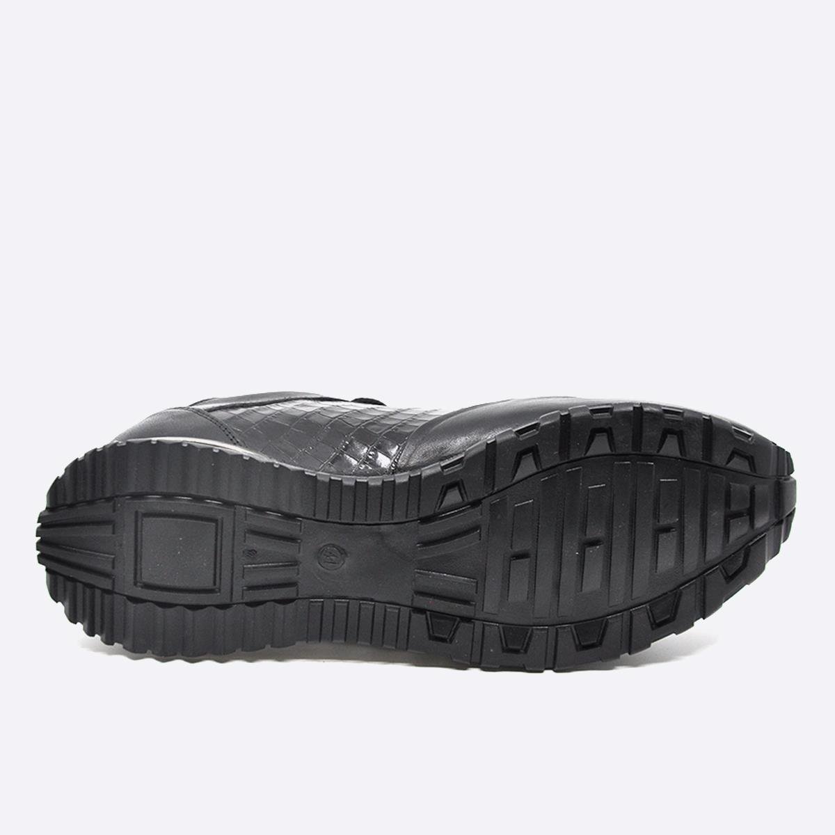 Fosco Sneakers Hakiki Deri Siyah Erkek Ayakkabı 9918