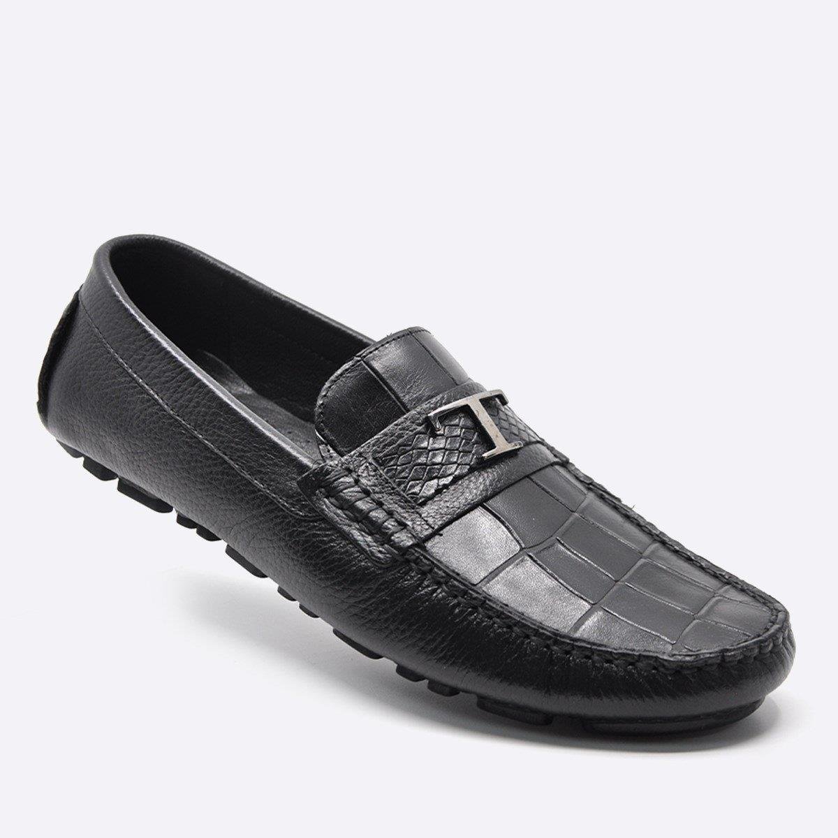 Fosco Yazlık Loafer Erkek Ayakkabı Siyah Anakonda 9847