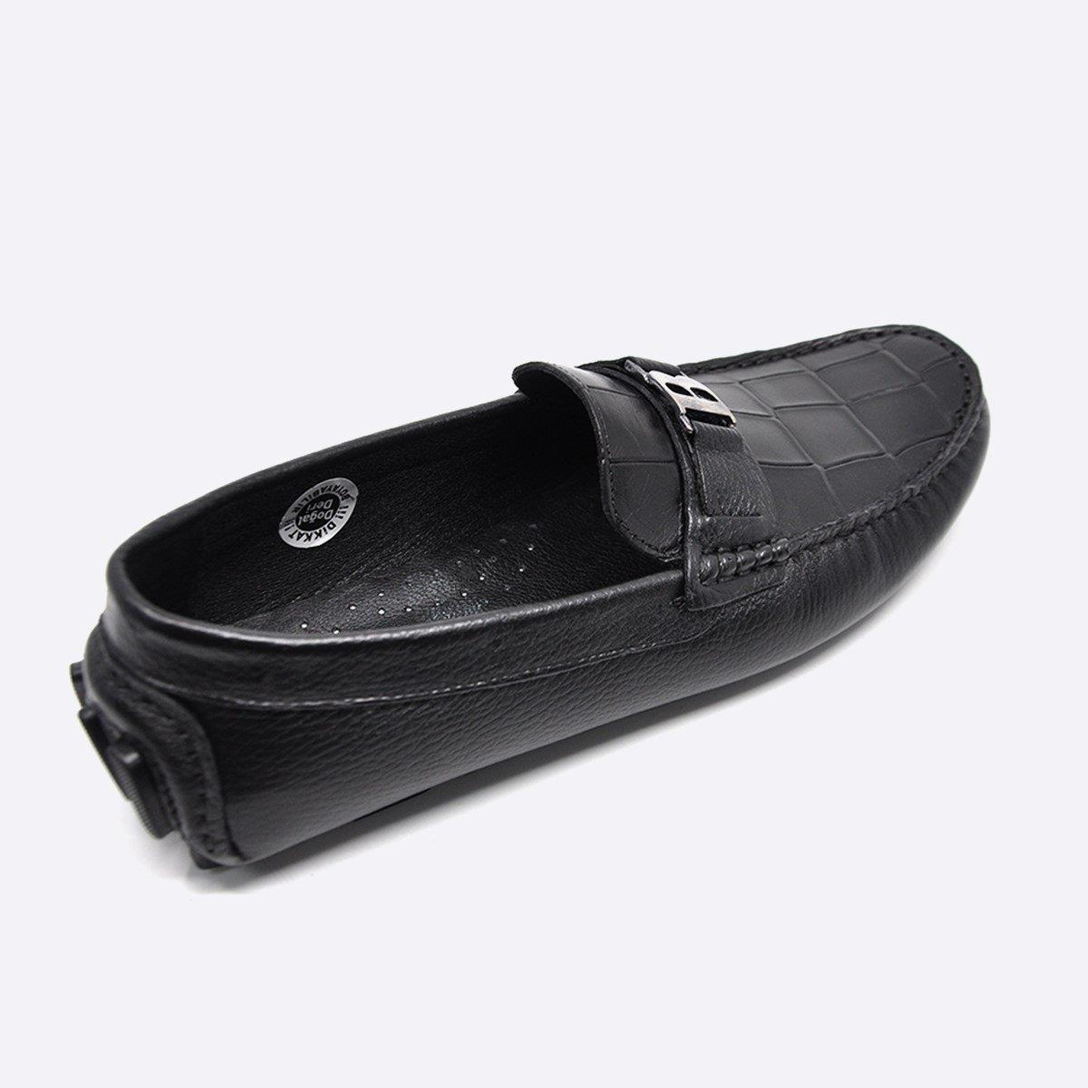 Fosco Yazlık Loafer Erkek Ayakkabı Siyah Kroko 9848
